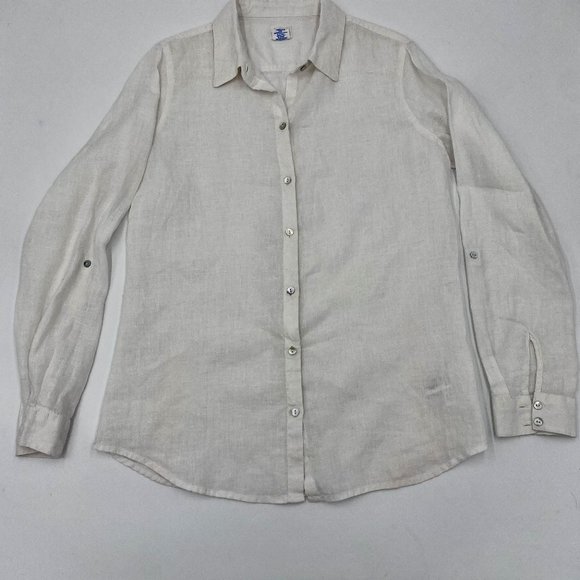 Sigrid Olsen Linen Button up, White, Small - Picture 1 of 4